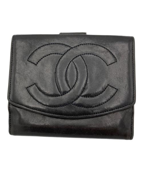 CHANEL（シャネル）CHANEL (シャネル) 2つ折り財布 ブラックの古着・服飾アイテム