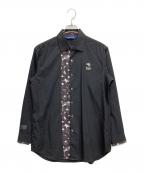HERALBONYヘラルボニー）の古着「プリント切替ロングシャツ」｜ブラック