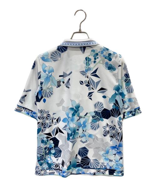 LEONARD SPORT（レオナール スポーツ）LEONARD SPORT (レオナール スポーツ) 花柄ポロシャツ ブルー サイズ:Ⅼの古着・服飾アイテム