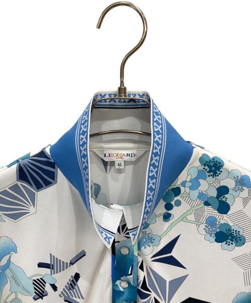 LEONARD SPORT（レオナール スポーツ）LEONARD SPORT (レオナール スポーツ) 花柄ポロシャツ ブルー サイズ:Ⅼの古着・服飾アイテム
