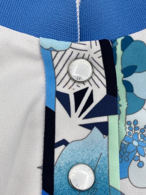 LEONARD SPORT（レオナール スポーツ）LEONARD SPORT (レオナール スポーツ) 花柄ポロシャツ ブルー サイズ:Ⅼの古着・服飾アイテム