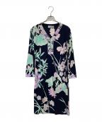 LEONARD PARISレオナール パリ）の古着「花柄シルクワンピース」｜ネイビー