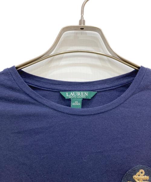 LAUREN RALPH LAUREN（ローレン ラルフ ローレン）LAUREN RALPH LAUREN (ローレン ラルフ ローレン) 刺繍半袖カットソー ネイビー サイズ:XSの古着・服飾アイテム