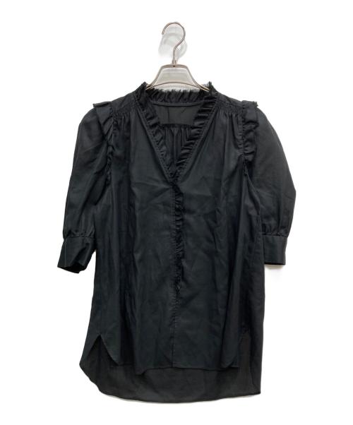 IENA（イエナ）IENA (イエナ) コットンビエラフリルハーフスリーブブラウス ブラック サイズ:FREEの古着・服飾アイテム