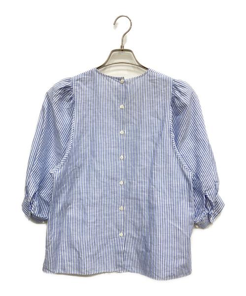 MACPHEE（マカフィー）MACPHEE (マカフィー) コットンリネンギャザースリーブプルオーバー ブルー サイズ:36の古着・服飾アイテム