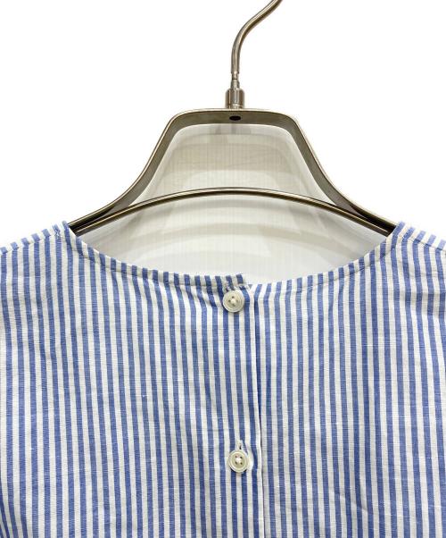MACPHEE（マカフィー）MACPHEE (マカフィー) コットンリネンギャザースリーブプルオーバー ブルー サイズ:36の古着・服飾アイテム