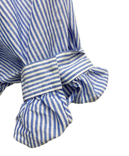 MACPHEE（マカフィー）MACPHEE (マカフィー) コットンリネンギャザースリーブプルオーバー ブルー サイズ:36の古着・服飾アイテム