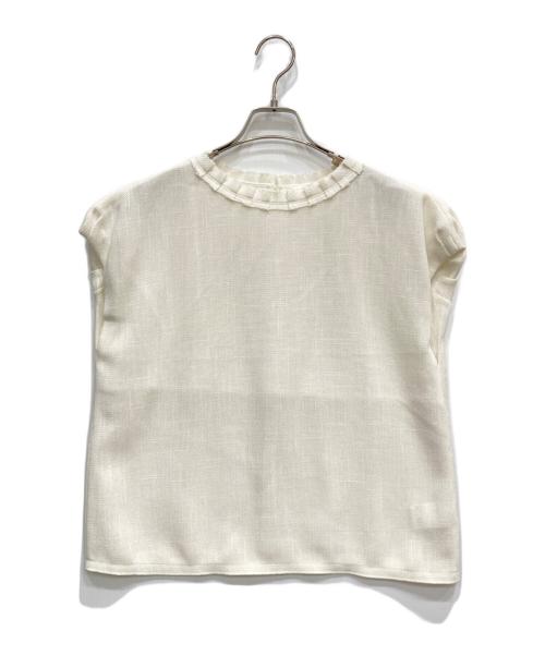 BALLSEY（ボールジィ）BALLSEY (ボールジィ) ポリエステルレーヨンカラミ フレンチスリーブブラウス ホワイト サイズ:Mの古着・服飾アイテム