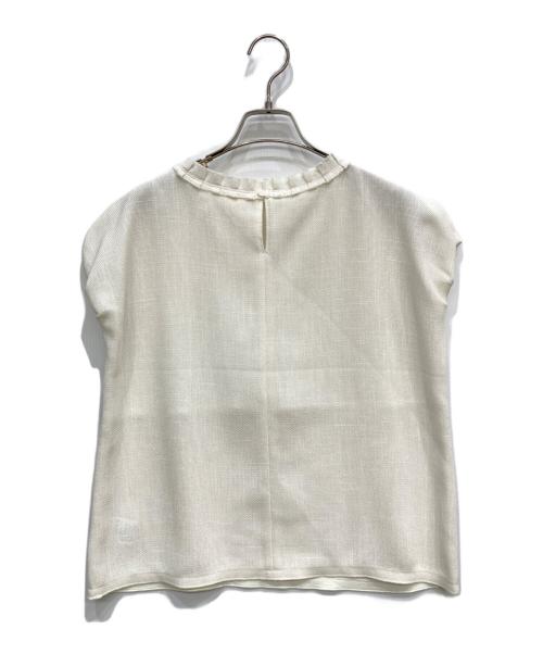 BALLSEY（ボールジィ）BALLSEY (ボールジィ) ポリエステルレーヨンカラミ フレンチスリーブブラウス ホワイト サイズ:Mの古着・服飾アイテム