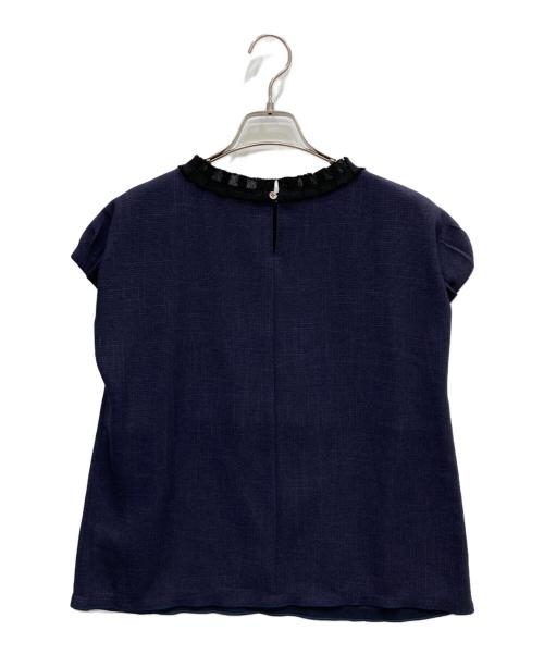 BALLSEY（ボールジィ）BALLSEY (ボールジィ) フレンチスリーブブラウス ネイビー サイズ:Mの古着・服飾アイテム