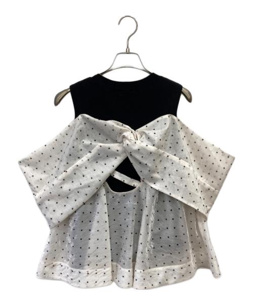 FRAY ID（フレイ アイディー）FRAY ID (フレイ アイディー) ニットコンビペプラムトップス ホワイト サイズ:FREEの古着・服飾アイテム
