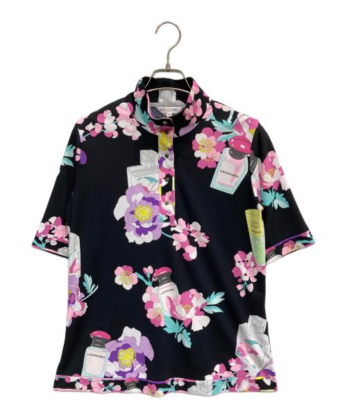 LEONARD SPORT（レオナール スポーツ）LEONARD SPORT (レオナール スポーツ) 花柄ポロシャツ ブラック サイズ:Ⅼの古着・服飾アイテム