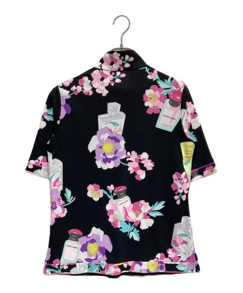 LEONARD SPORT（レオナール スポーツ）LEONARD SPORT (レオナール スポーツ) 花柄ポロシャツ ブラック サイズ:Ⅼの古着・服飾アイテム
