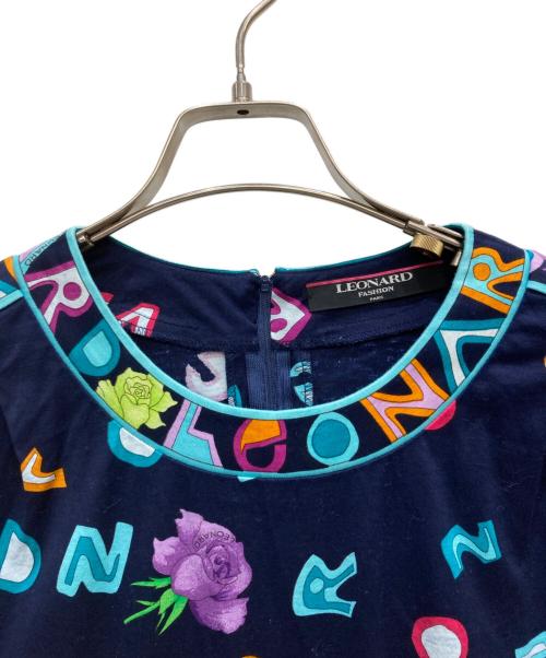 LEONARD FASHION（レオナールファッション）LEONARD FASHION (レオナールファッション) アルファベット柄 半袖カットソー ネイビー サイズ:Ⅼの古着・服飾アイテム