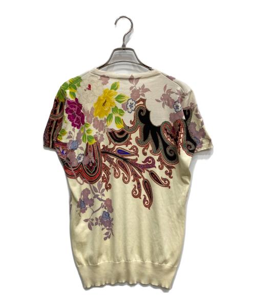 ETRO（エトロ）ETRO (エトロ) シルク混総柄半袖ニット アイボリー サイズ:Ⅼの古着・服飾アイテム