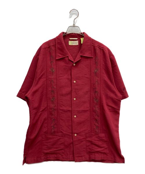 cubavera（キューバベラ）Cubavera (キューバベラ) 刺繍オープンカラーシャツ レッド サイズ:Ⅼの古着・服飾アイテム