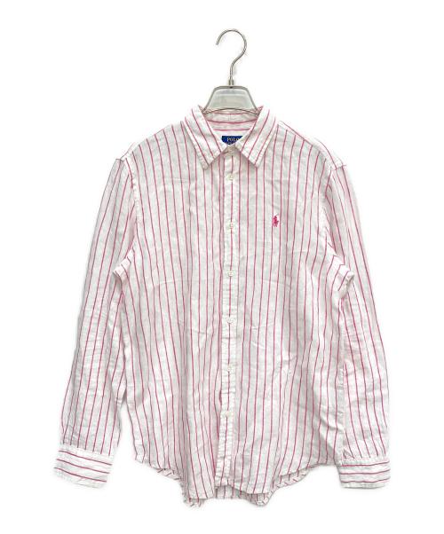 POLO RALPH LAUREN（ポロ・ラルフローレン）POLO RALPH LAUREN (ポロ・ラルフローレン) リネンストライプシャツ ピンク サイズ:Mの古着・服飾アイテム