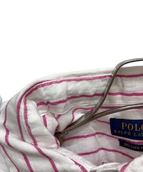 POLO RALPH LAUREN（ポロ・ラルフローレン）POLO RALPH LAUREN (ポロ・ラルフローレン) リネンストライプシャツ ピンク サイズ:Mの古着・服飾アイテム