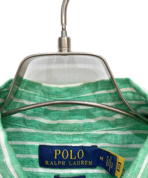 POLO RALPH LAUREN（ポロ・ラルフローレン）POLO RALPH LAUREN (ポロ・ラルフローレン) リネンストライプシャツ グリーン サイズ:Mの古着・服飾アイテム