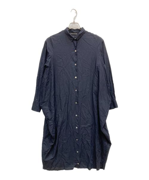 mizuiro-ind（ミズイロインド）mizuiro-ind (ミズイロインド) リネン混シャツワンピース ネイビー サイズ:FREEの古着・服飾アイテム