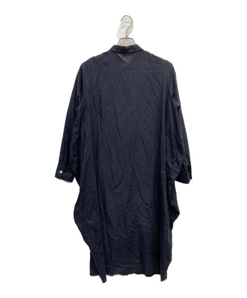 mizuiro-ind（ミズイロインド）mizuiro-ind (ミズイロインド) リネン混シャツワンピース ネイビー サイズ:FREEの古着・服飾アイテム