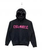 DSQUARED2ディースクエアード）の古着「プリントフーディー」｜ブラック