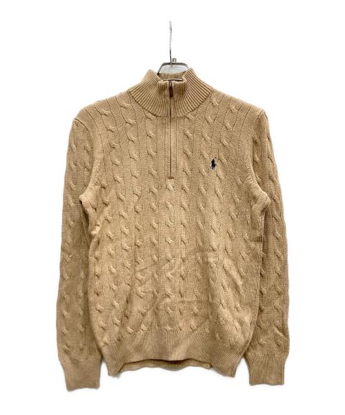 POLO RALPH LAUREN（ポロ・ラルフローレン）POLO RALPH LAUREN (ポロ・ラルフローレン) ハーフジップケーブルニット ベージュ サイズ:Sの古着・服飾アイテム
