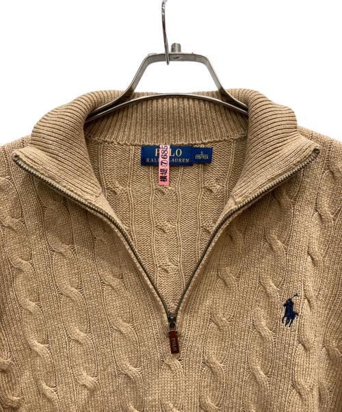POLO RALPH LAUREN（ポロ・ラルフローレン）POLO RALPH LAUREN (ポロ・ラルフローレン) ハーフジップケーブルニット ベージュ サイズ:Sの古着・服飾アイテム