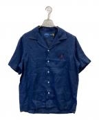 POLO RALPH LAURENポロ・ラルフローレン）の古着「オープンカラー半袖リネンシャツ」｜ネイビー