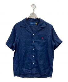 POLO RALPH LAUREN（ポロ・ラルフローレン）の古着「オープンカラー半袖リネンシャツ」｜ネイビー