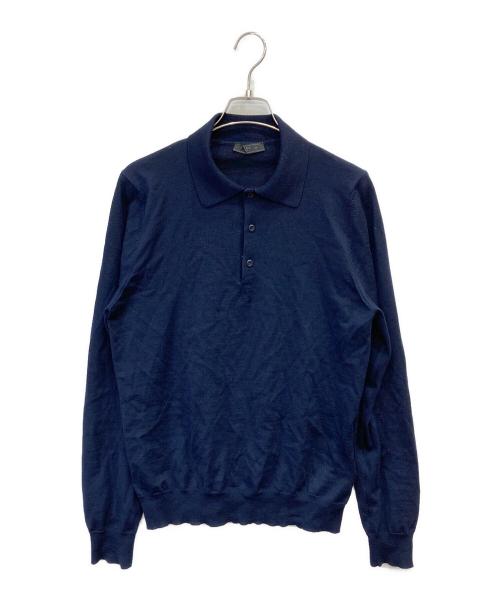 PRADA（プラダ）PRADA (プラダ) ニットポロシャツ ネイビー サイズ:SIZE50の古着・服飾アイテム