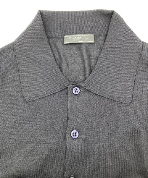PRADA（プラダ）PRADA (プラダ) シルク混ニットポロシャツ ネイビー サイズ:SIZE50の古着・服飾アイテム
