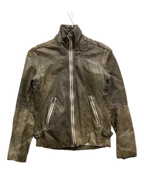 KATHARINE HAMNETT（キャサリンハムネット）KATHARINE HAMNETT (キャサリンハムネット) ゴートレザージャケット カーキ サイズ:Lの古着・服飾アイテム