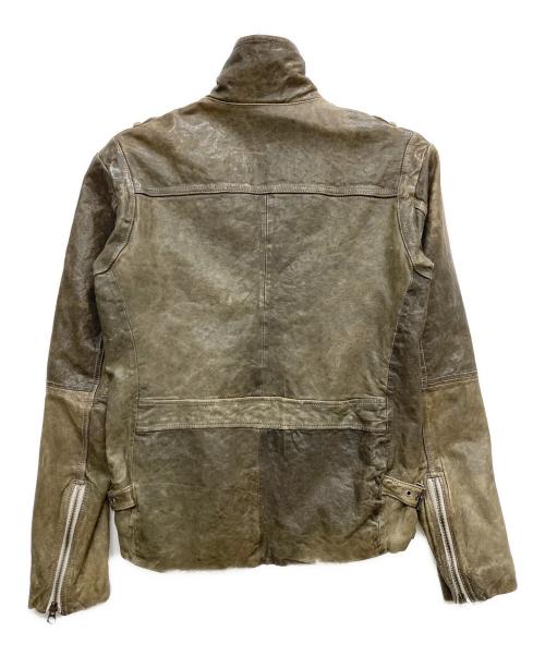 KATHARINE HAMNETT（キャサリンハムネット）KATHARINE HAMNETT (キャサリンハムネット) ゴートレザージャケット カーキ サイズ:Lの古着・服飾アイテム