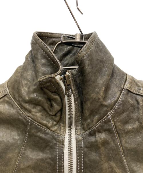 KATHARINE HAMNETT（キャサリンハムネット）KATHARINE HAMNETT (キャサリンハムネット) ゴートレザージャケット カーキ サイズ:Lの古着・服飾アイテム