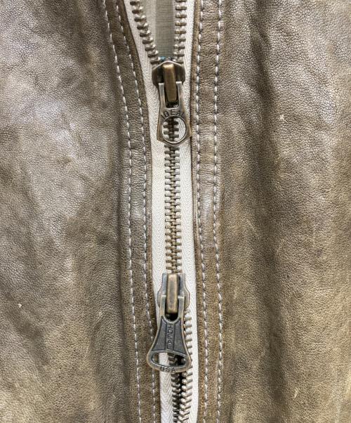 KATHARINE HAMNETT（キャサリンハムネット）KATHARINE HAMNETT (キャサリンハムネット) ゴートレザージャケット カーキ サイズ:Lの古着・服飾アイテム