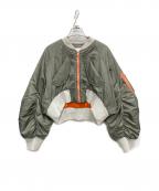 OMMOオーエムエムオー）の古着「VOLUME SLEEVE SHORT MA-1」｜カーキ