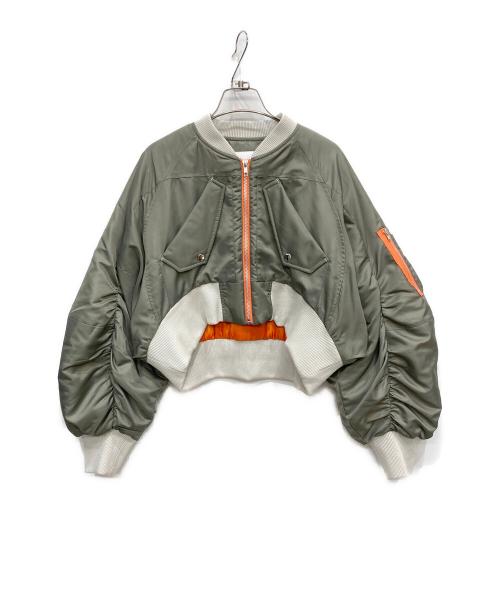 OMMO（オーエムエムオー）OMMO (オーエムエムオー) VOLUME SLEEVE SHORT MA-1 カーキ サイズ:38の古着・服飾アイテム