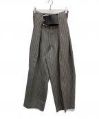 PRANK PROJECTプランクプロジェクト）の古着「High-Waist Belt Stripe Pants」｜グレー