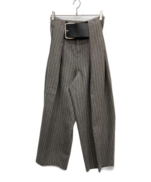 PRANK PROJECT（プランクプロジェクト）PRANK PROJECT (プランクプロジェクト) High-Waist Belt Stripe Pants グレー サイズ:36の古着・服飾アイテム