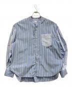 OMMOオーエムエムオー）の古着「SQUARE GATHER SLEEVE SHIRT」｜ブルー