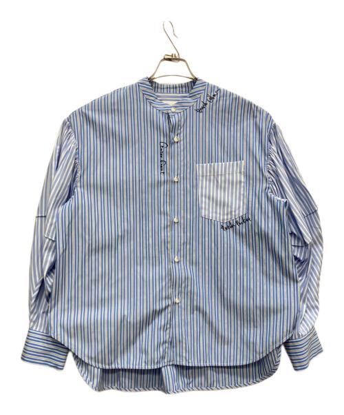 OMMO（オーエムエムオー）OMMO (オーエムエムオー) SQUARE GATHER SLEEVE SHIRT ブルー サイズ:FREEの古着・服飾アイテム