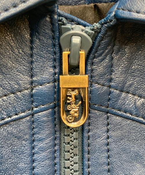 COACH（コーチ）COACH (コーチ) ラムレザージャケット ブルー サイズ:SIZE4の古着・服飾アイテム