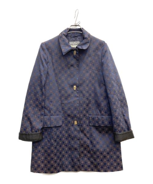 Salvatore Ferragamo（サルヴァトーレ フェラガモ）Salvatore Ferragamo (サルヴァトーレ フェラガモ) ステンカラーコート ネイビー サイズ:Mの古着・服飾アイテム