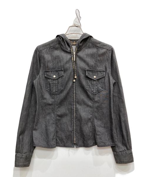 FENDI JEANS（フェンディ ジーンズ）FENDI jeans (フェンディ ジーンズ) デニムジップパーカー ブラック サイズ:SIZE 42の古着・服飾アイテム