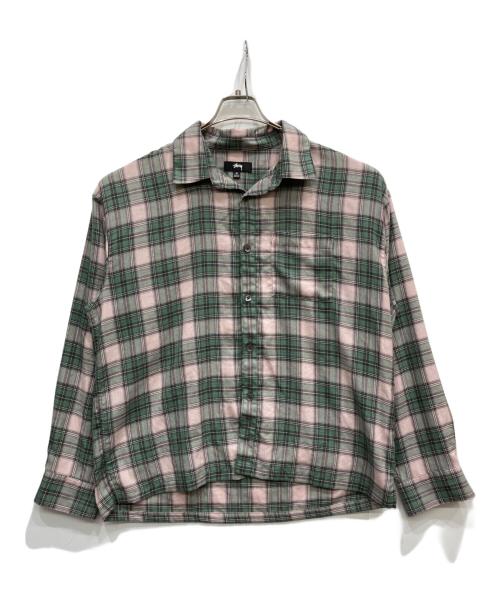 stussy（ステューシー）stussy (ステューシー) Mark Plaid Shirt グリーン×ピンク サイズ:Ⅿの古着・服飾アイテム