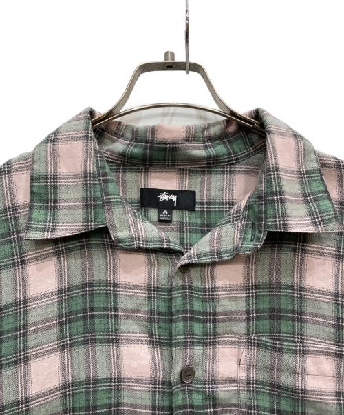 stussy（ステューシー）stussy (ステューシー) Mark Plaid Shirt グリーン×ピンク サイズ:Ⅿの古着・服飾アイテム
