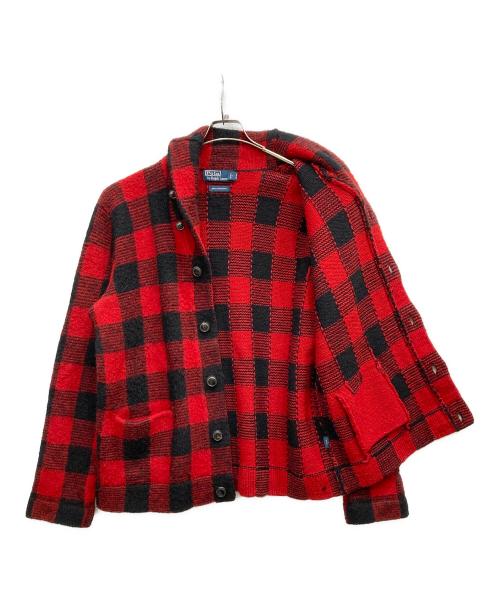 POLO RALPH LAUREN（ポロ・ラルフローレン）POLO RALPH LAUREN (ポロ・ラルフローレン) ショールカラーカーディガン レッド サイズ:XLの古着・服飾アイテム