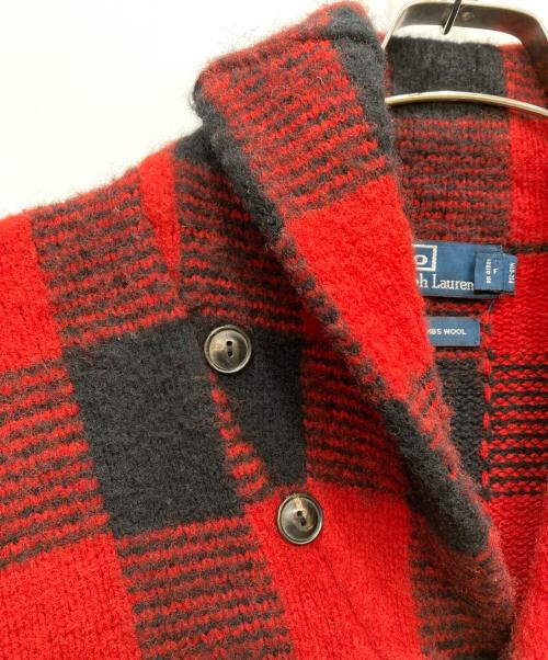 POLO RALPH LAUREN（ポロ・ラルフローレン）POLO RALPH LAUREN (ポロ・ラルフローレン) ショールカラーカーディガン レッド サイズ:XLの古着・服飾アイテム