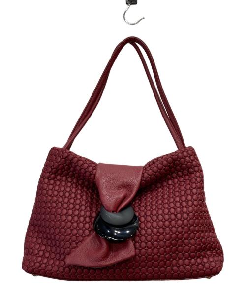 LANZETTI（ランゼッティー）LANZETTI (ランゼッティー) キルトハンドバッグ レッドの古着・服飾アイテム